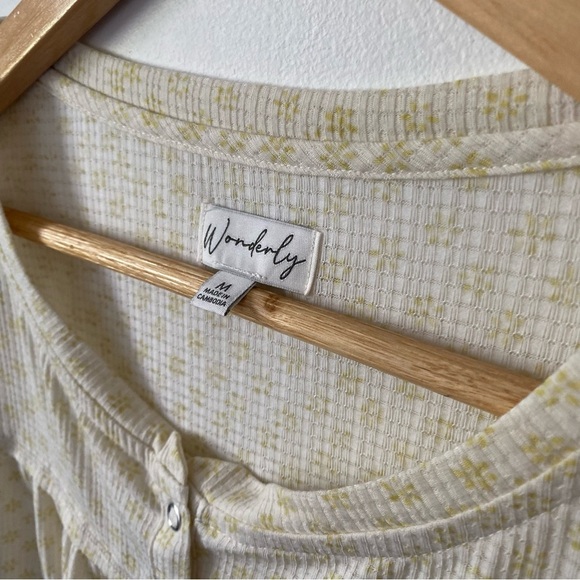 Wonderly Yellow Patterned Henley Cottagecore Shirt size M - Picture 5 of 5